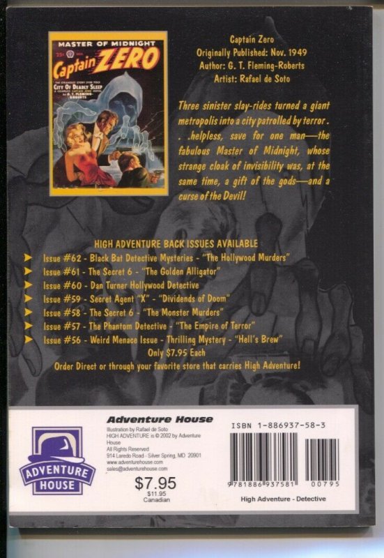 High Adventure #63 2002-reprints Captain Zero pulp from 3/1950-City of Deadly...