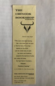 The Chinook book store bookmark(Colo.springs!)small indentation