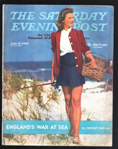 MAG: Saturday Evening Post 7/12/1941-Pin-up girl fishing photo cover-Borden C...