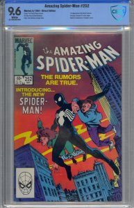 AMAZING SPIDER-MAN #252 CBCS 9.6 1ST BLACK COSTUME WHITE PAGES NOT CGC
