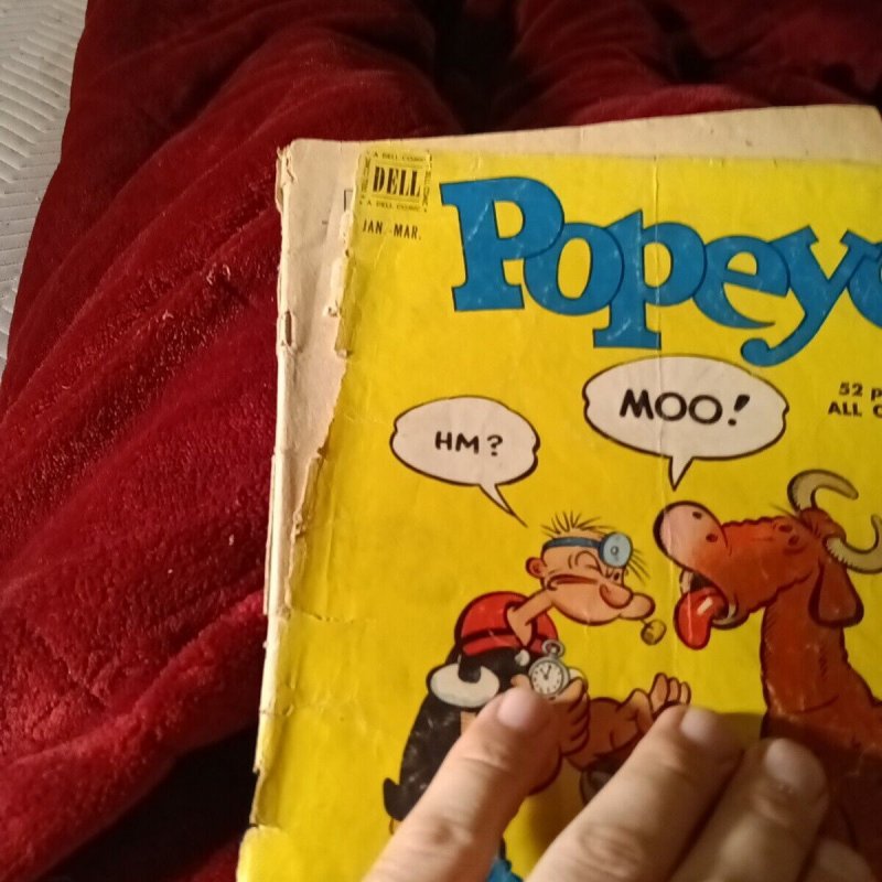 POPEYE #15 cartoon 1951 DELL COMICS GOLDEN AGE pre-code cow cover doctor