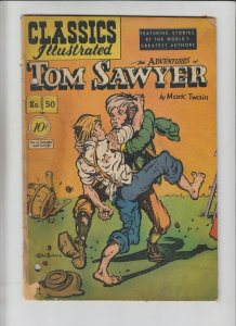 Classics Illustrated #50 Adventures of Tom Sawyer  1st - blue yellow error cover 