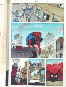 Spectacular Spider-Man #260 p.5 Color Guide Art - Spidey on Roof by John Kalisz