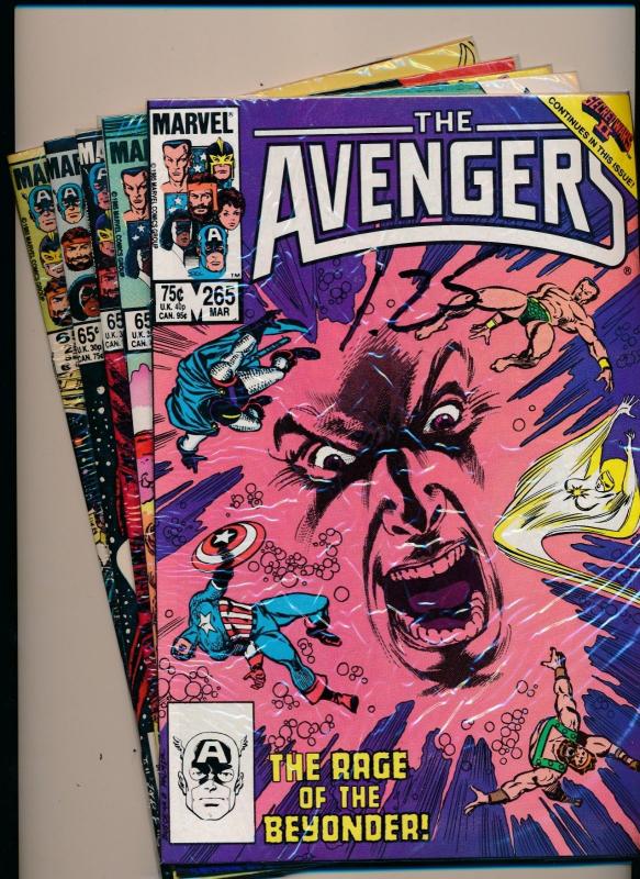 Marvel Comics THE AVENGERS Lot of 5 #259,260,261,263,265  FINE/VERY FINE (HX718)