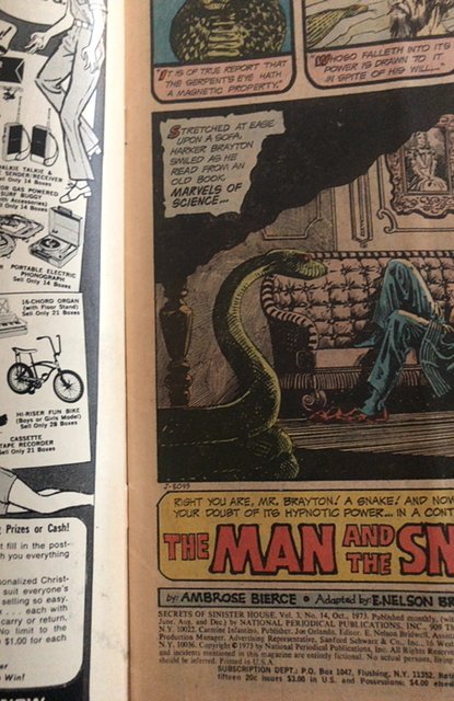 Secrets of Sinister House #14 (1973)Ambrose Bierce story!!