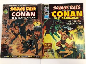 SAVAGE TALES (1973-4) 2-3 VG/+ Super Classic RED NAILS by BW SMITH