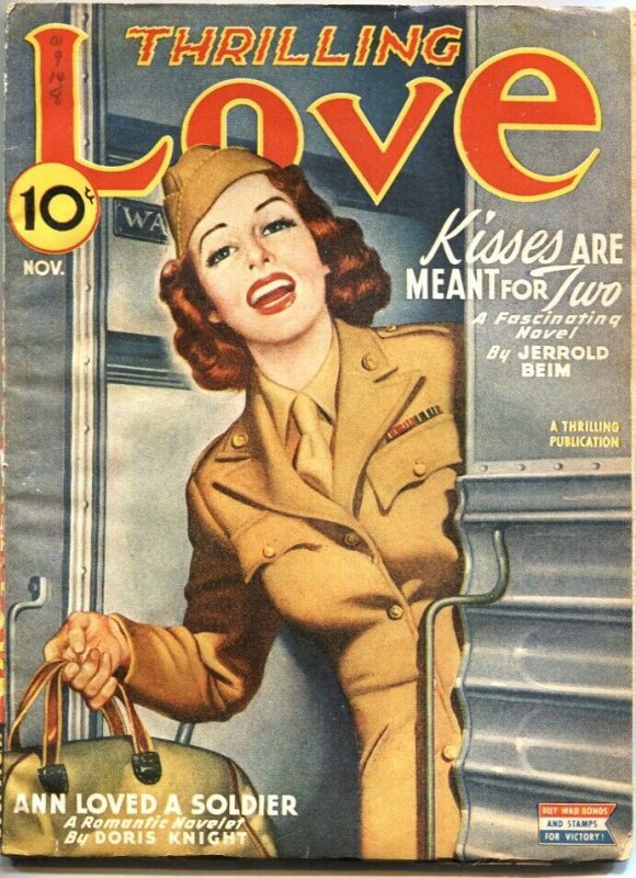 THRILLING LOVE-NOV 1945-MILITARY AND ROMANCE PULP STORIES-APPEALING COVER ART