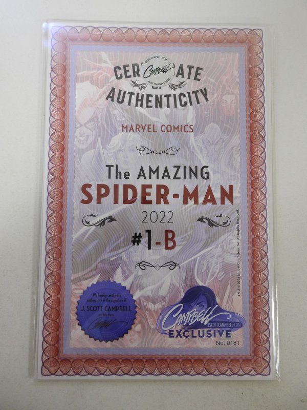 The Amazing Spider-Man #1 Campbell Cover B (2022) Signed by Campbell Cert sealed