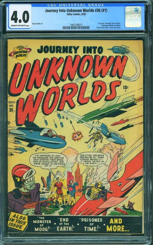 Journey into Unknown Worlds #1 (Atlas, 1950) CGC 4.0