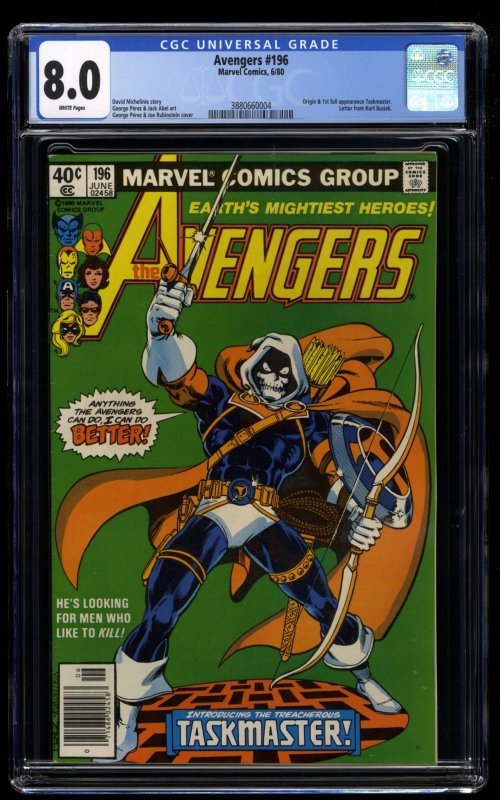 Avengers #196 CGC VF 8.0 White Pages Newsstand Variant 1st Taskmaster!