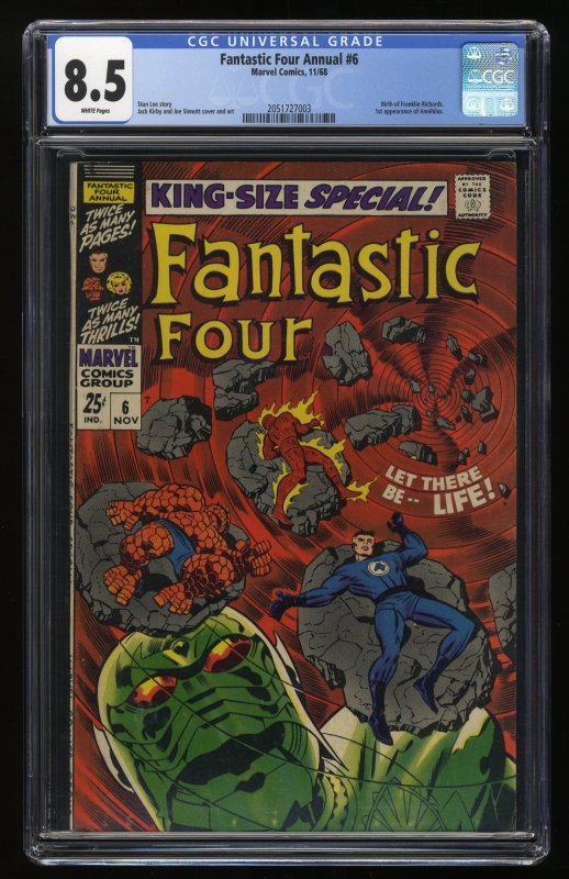 Fantastic Four Annual #6 CGC VF+ 8.5 White Pages 1st Appearance Annihilus!