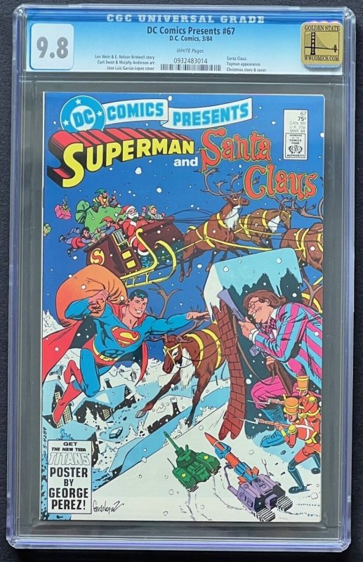 DC Comics Presents #67 DC 1984 CGC 9.8 White pages Superman and Santa Claus