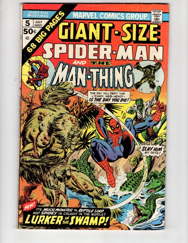 Giant-Size Spider-Man #5 (1975)  VG+ Man-Thing Appearance !!! / ID#788