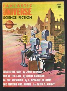 Fantastic Universe Science Fiction 8/1958-Pulp thrills-Robot cover by Virgil ... 