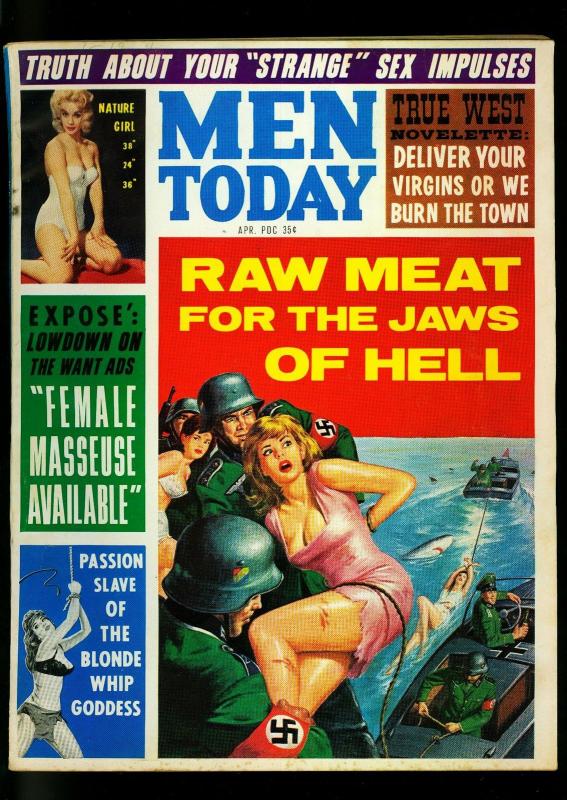 Men Today Pulp Magazine April 1965 Wild Nazi Shark Torture Whip