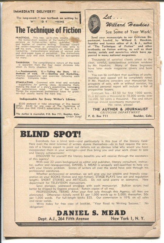 Author & Journalist 1/1949-pulp mag info-Stanton Coblentz-Overholster-P/FR