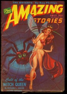 AMAZING STORIES 1946 JUL-COOL SCI FI PULP FN