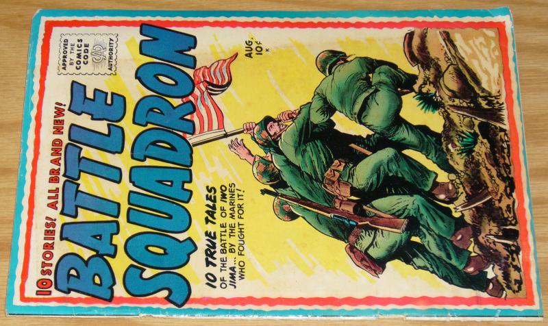 Battle Squadron #3 VG august 1955 - flag at iwo jima cover - marines - key war 