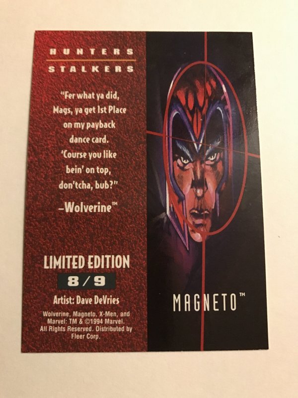 MAGNETO #8 Silver Chase HUNTERS STALKER card : ‘95 X-men Fleer Ultra NM/M