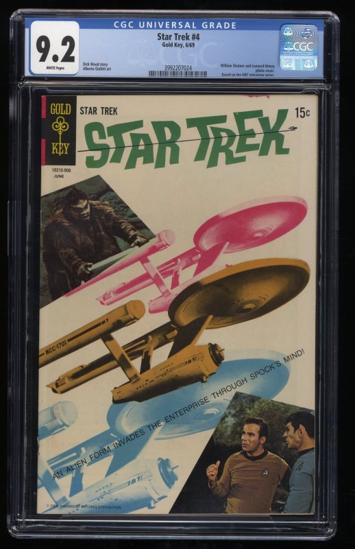 Star Trek (1967) #4 CGC NM- 9.2 White Pages Photo Cover!