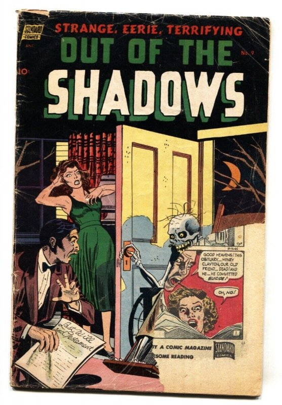 Out of the Shadows #9 1953-Skeleton wheelchair cover-Pre-code horror