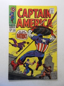 Captain America #105 (1968) VG+ Condition centerfold detached bottom staple