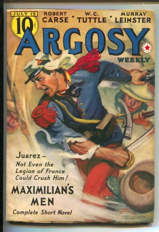 Argosy 7/15/1939-Munsey-Rudolph Belarski cover-Classic pulp fiction-Murray Le...