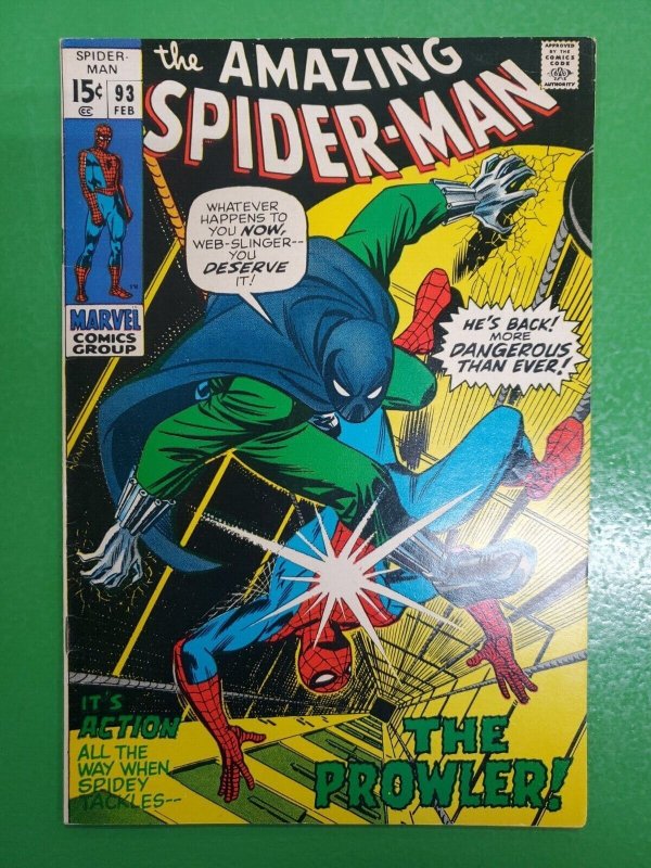 Amazing Spider-Man #93 1st App Arthur Stacy Prowler 1971 Marvel VF