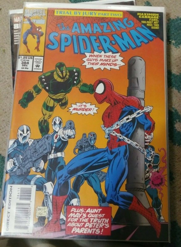 Amazing Spider-Man  # 384 1993 MARVEL  MAXIMUM CARNAGE VEMON TRIAL BY JURY PT 2