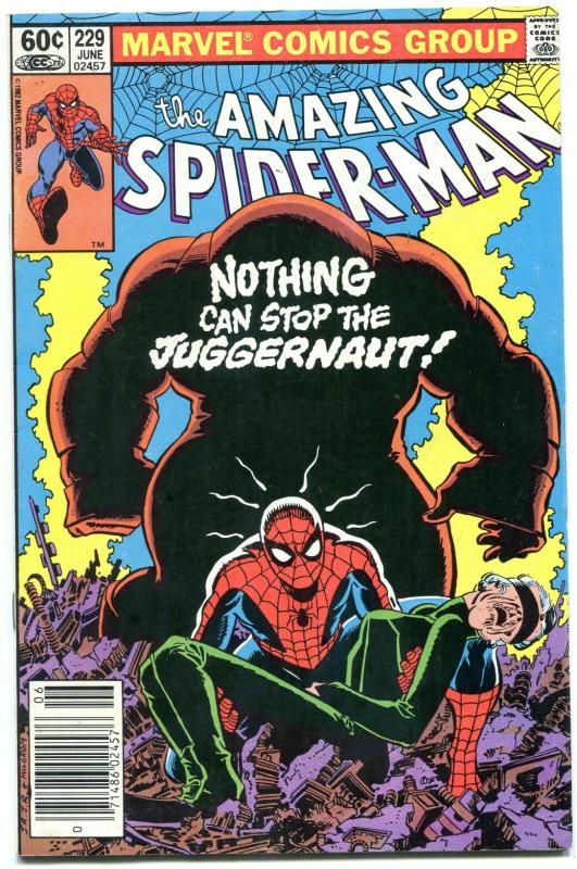 AMAZING SPIDER-MAN #229 1982-MARVEL--JUGGERNAUT-NEWS STAND EDITION-vf-