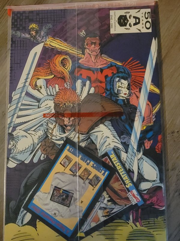 X-Force #1 Polybagged (1991) with Shatterstar trading card