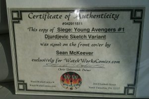 Siege Young Avengers #1 Djurdjevic Sketch Variant Edition sean mckeever signed