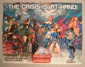 DC HEROCLIX CRISIS Promo Poster, 21x 17, 2008, Unused, more in our store