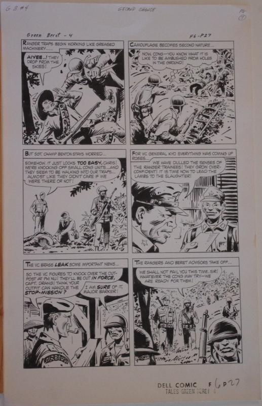 SAM GLANZMAN original art, TALES of the GREEN BERET #4 pg 27, 14x22, War, 1967