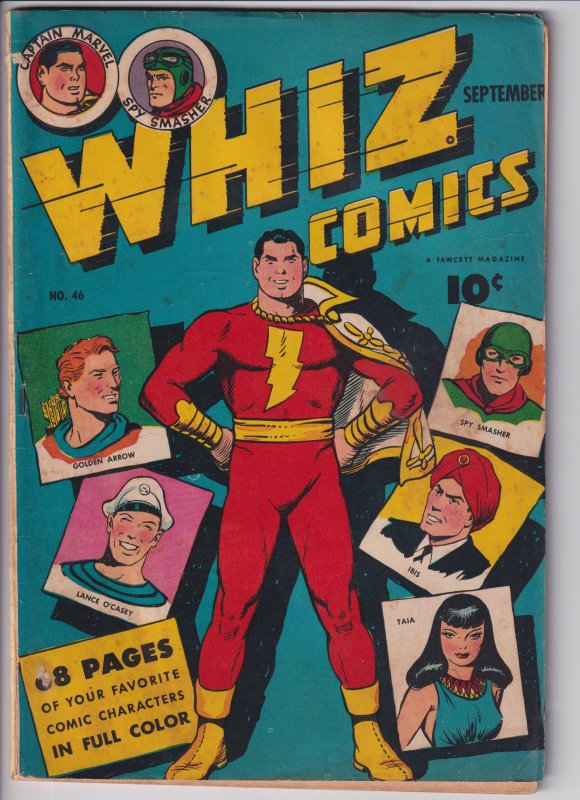 WHIZ COMICS #46 (Sep 1943) VG+ 4.5, solid book! See description.