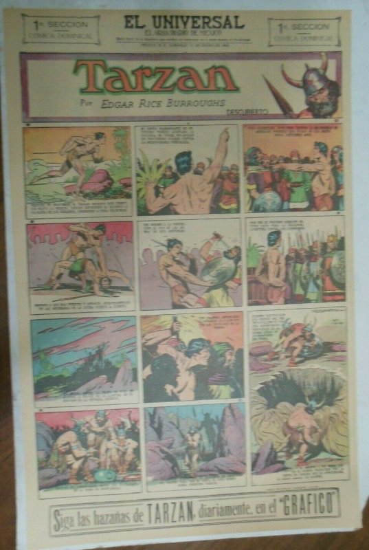 Tarzan Sunday Page #617 Burne Hogarth from 1/3/1943 in Spanish! Full Page Size