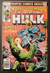 Marvel Super-Heroes 64, 1977. Marvel. The Incredible Hulk. Grade: GD (2.0)