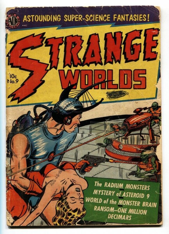 STRANGE WORLDS #9-Headlight cover-1952-AVON-Kinstler-Sci-Fi