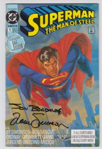 Superman: The Man of Steel #1 NM+ Autograph by Jon Bogdanove Louise Simonson COA