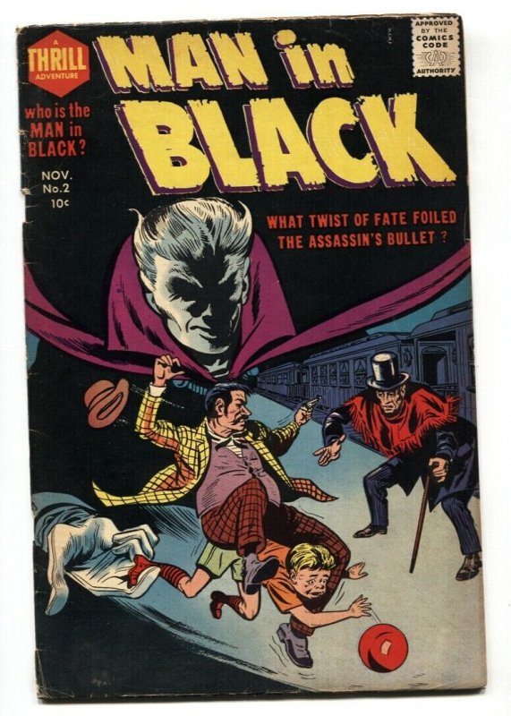 MAN IN BLACK #2-1957-HARVEY-HORROR ART-BOB POWELL-CLASSIC COVER VG