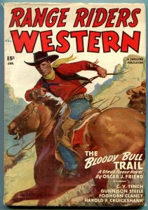 Range Riders Western Pulp January 1948- Bloody Bull Trail- Steve Reese FN