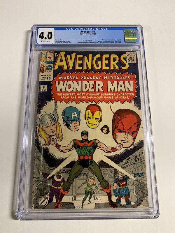 Avengers 9 Cgc 4.0 Ow Pages 1st First Appearance Wonder Man Silver Age Marvel