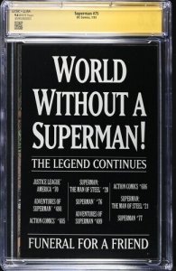 Superman #75 1993 DC Comics CGC 9.6 JSA Signed Jerry Siegel White Pages