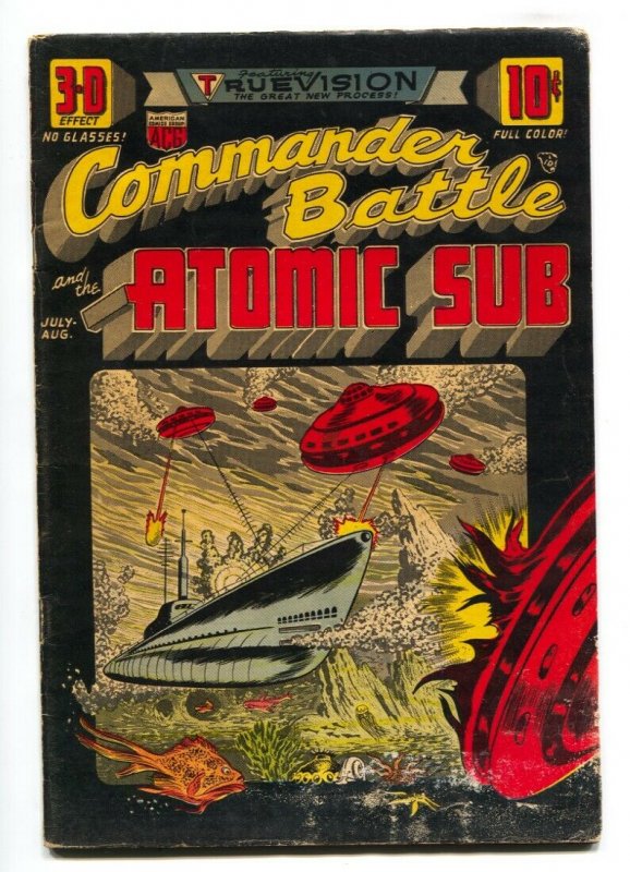 COMMANDER BATTLE AND THE ATOMIC SUB #1 1954-Origin-3-D effect issue