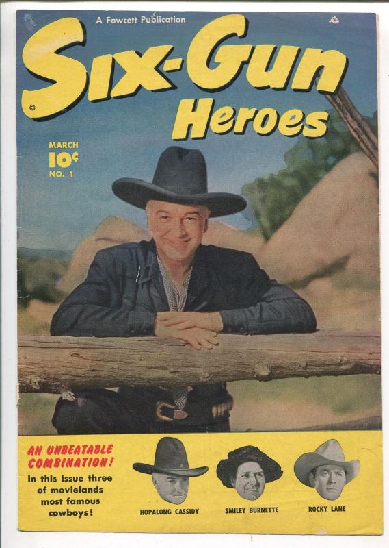 Six-Gun Heroes #1 1950-Fawcett-1st issue-covers ONLY!!-Hopalong Cassidy-FR