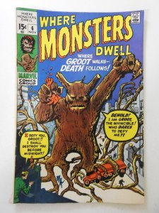 Where Monsters Dwell #6 (1970) GD/VG Condition 1/2 in spine split