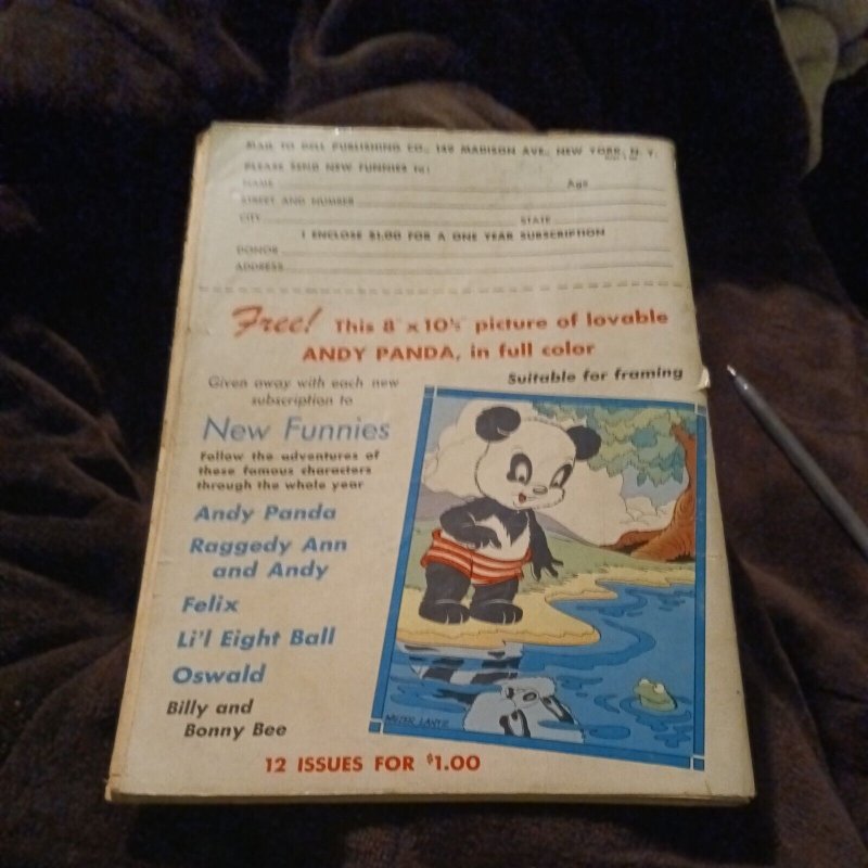 New Funnies Comics 78 Dell 1943 Golden Age Andy Panda Felix The Cat Raggedy Ann