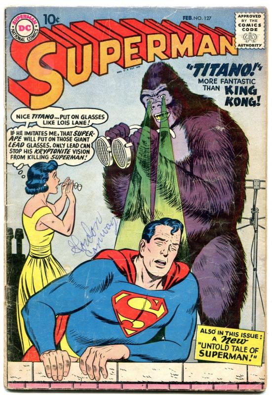 SUPERMAN #127 1959-DC COMICS-TITANO COVER! GIANT APE G/VG