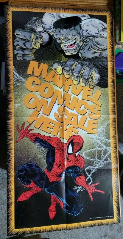 LARGE 48 x 24 Marvel Comics On Sale Here Dealer Promo Poster Spider-Man Hulk