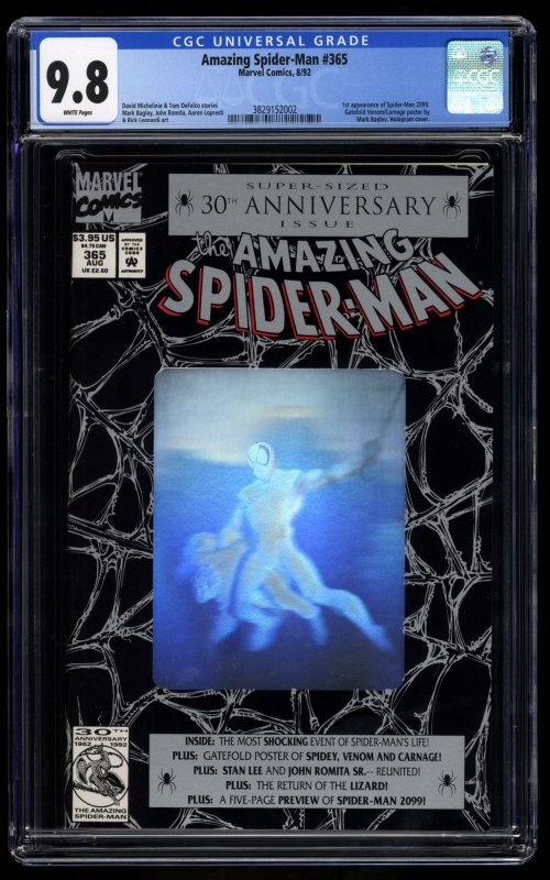 Amazing Spider-Man #365 CGC NM/M 9.8 White Pages 1st Spider-man 2099!